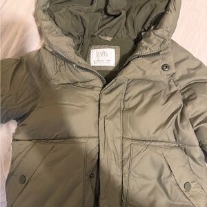 Zara Khaki Puffer Coat